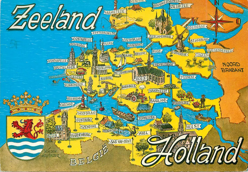 जेलैंड — चित्रित पोस्टकार्ड — Den Hollander B.V. Middelburg - आगे