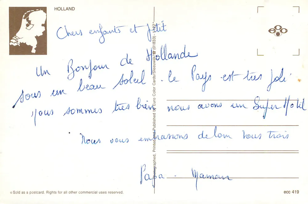 Paisagens holandesas — editor Euro Color Cards, n° 419 - Verso