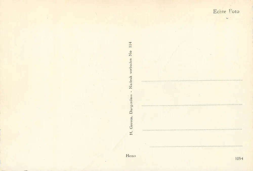 Amsterdam, Oude Schans con Montelbaanstoren — H. Greven, Durgerdam, No 1054 - Verso