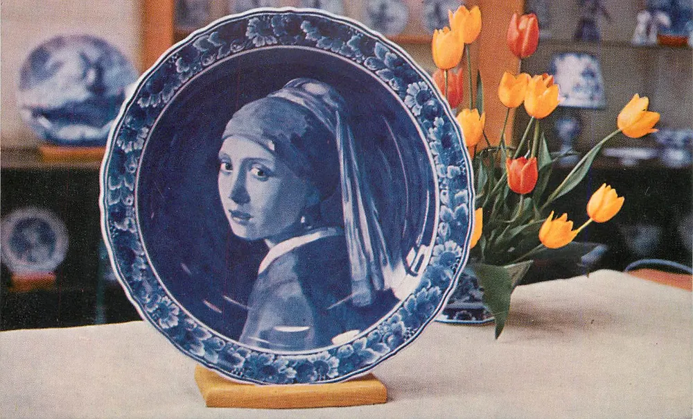 Frau mit Perle — Vermeer — Royal Delftware — Fa. W. A. Reijnders - Vorderseite