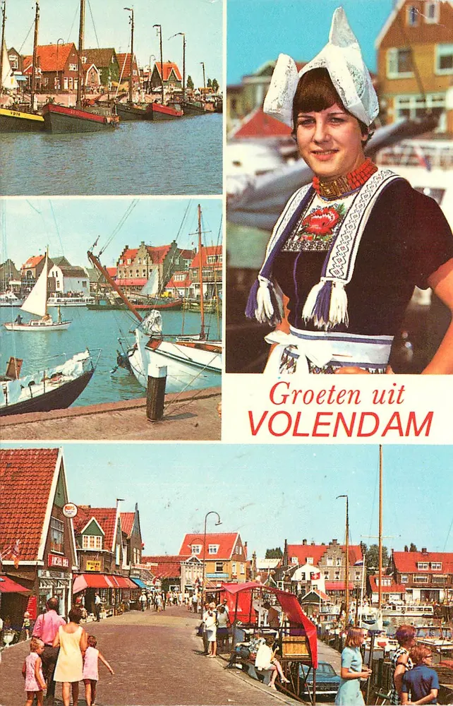Volendam — porto e mulher em traje tradicional — Euro Color Cards / (01833) - Frente