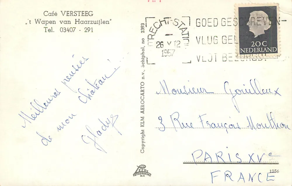 Haarzuilens, Schloss De Haar — Café VERSTEEG, Schiphol - Rückseite
