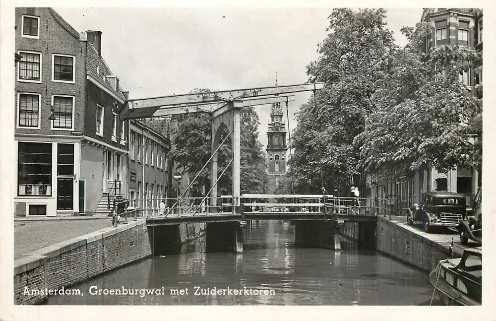 Amsterdam, Groenburgerwal met Zuiderkerktoren — uitgever Hydrokeine, n°1252 - Voorkant