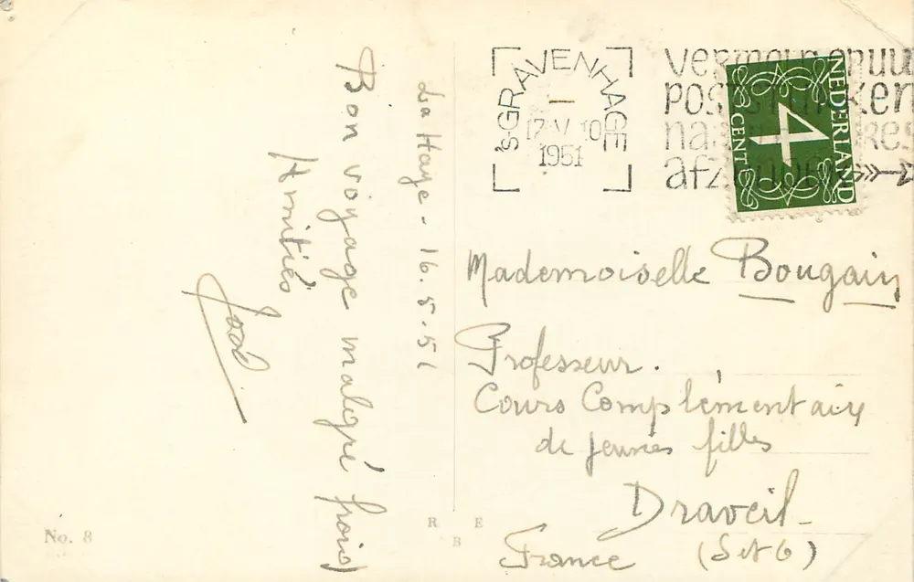 Den Haag - Mauritshuis, vijver zijde — éditeur 'No. 8' imprimé en bas - Verso