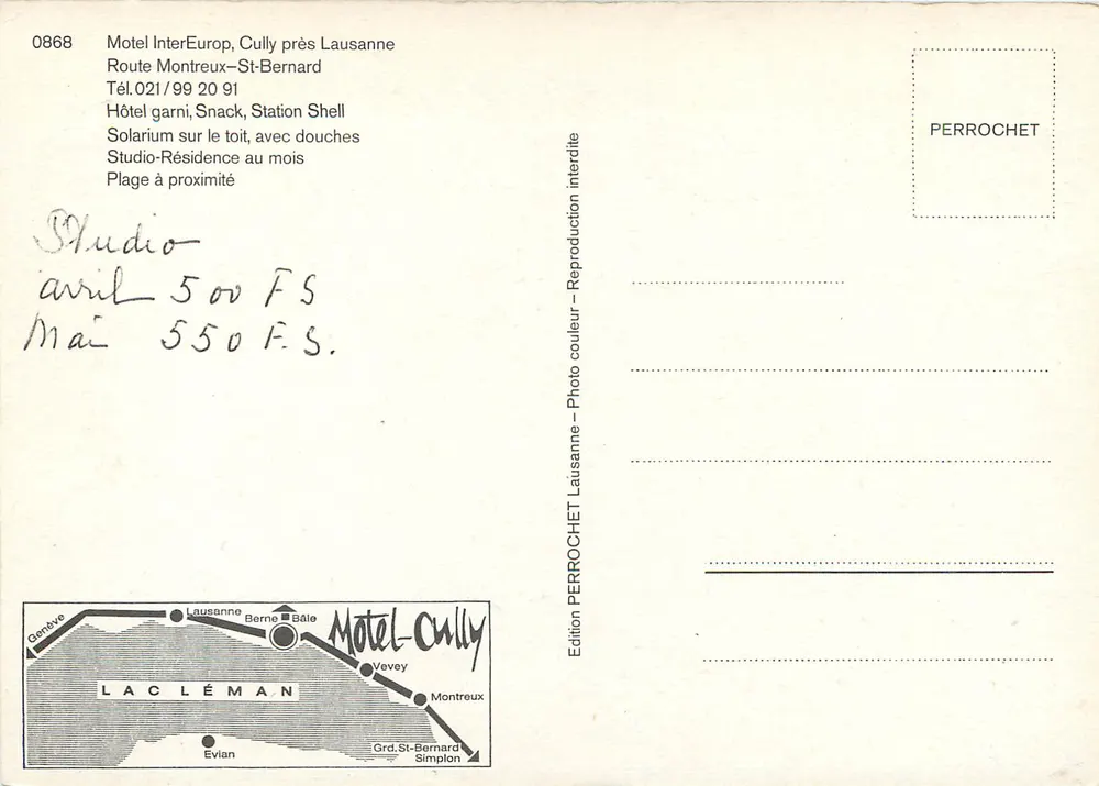 Cully bei Lausanne — Ansicht des Léman — Ausgabe Perrochet - Rückseite