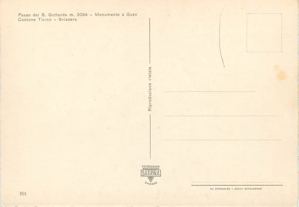 Denkmal für Guex — Passo del S. Gottardo — S. Gottardo - Rückseite