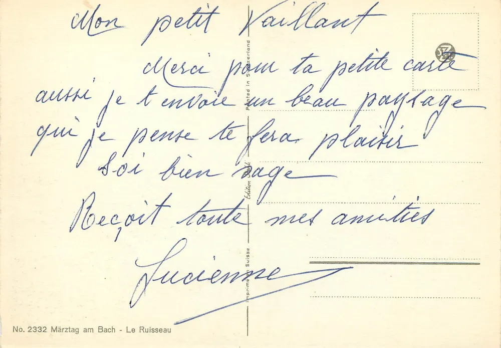 Märztag am Bach — Het Rivo — Uitgever: Zwitserse Drukkerij, n° 2332 - Achterkant