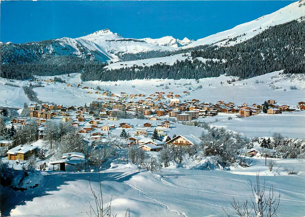 Flims-Dorf contra o local de esqui — Photohaus Geiger, Flims-Waldhaus, C 4828 - Frente