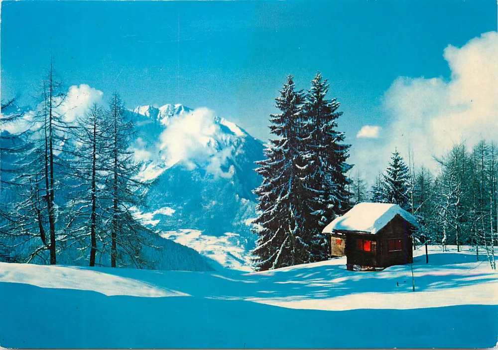 Chalé nevado — montanhas suíças — Edição PERROCHET S.A. - Frente