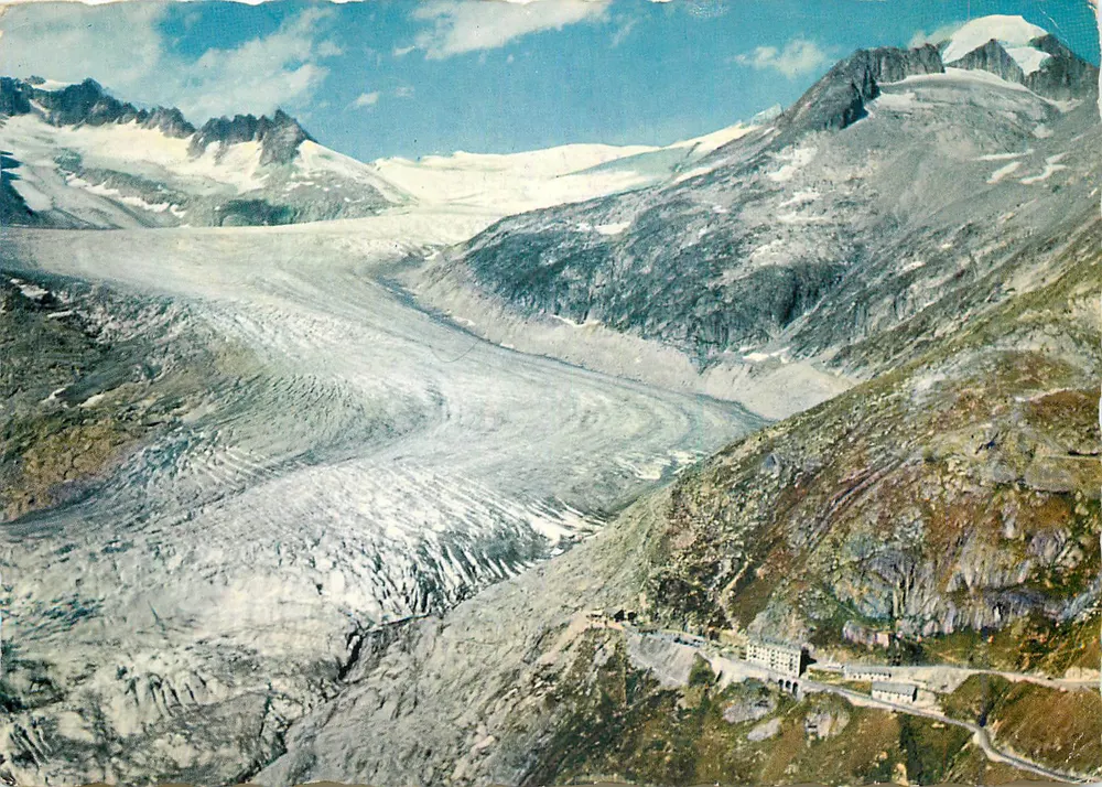 Panoramablick mit Rhonegletscher und Galenstock — C 2800 — Jules Geiger, Flims-Waldhaus - Vorderseite