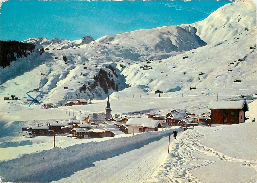 Rueras (Tavetsch) com teleférico — Photohaus Geiger, Flims-Waldhaus, n° C 2932 - Frente