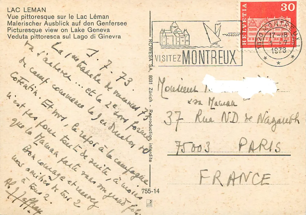 Pittorelle des Sees Léman — Montreux — ROWESA SA, 755-14 - Rückseite