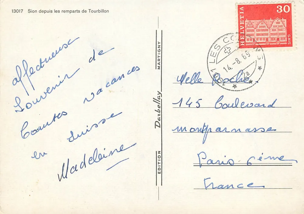 Sion — Aussicht von den Tourbillon-Zinnen — Edition Martigny Nr. 13017 - Rückseite