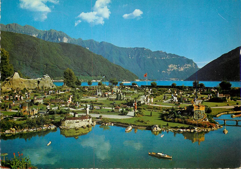 Swissminiatur Melide-Lugano — Vista geral — Edição Engelberger, n° 6570 - Frente