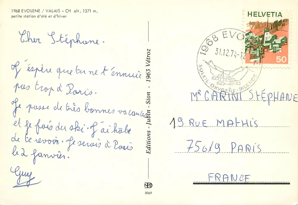 Évoleine — estación de montaña — Editions Jubin-Sion - Reverso