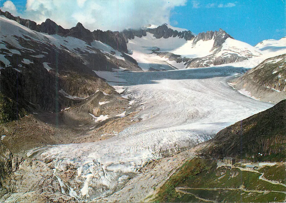Gletsjer van de Rijn (passage van de Furka) met Belvédère — Zermatt — Verlag Photohaus Geiger, 7018 Flims-Waldhaus, nr. 4069 - Voorkant