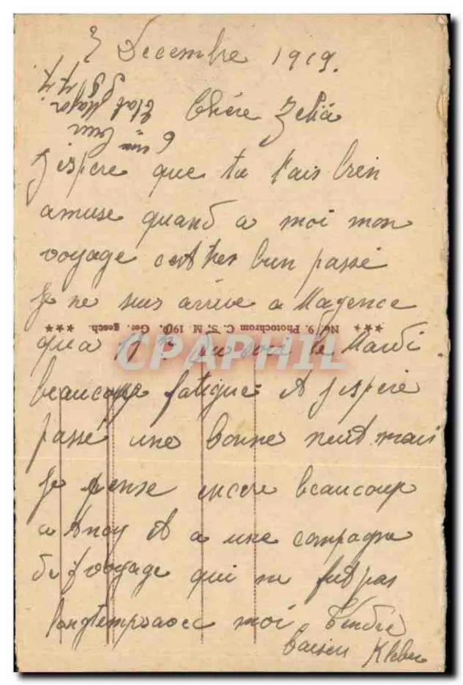 मैन्ज़. हॉफ्टबाहनहॉफ — भवन और स्क्वायर का दृश्य ट्रैमवे के साथ — प्रकाशक C. S. M. 1909 - पीछे