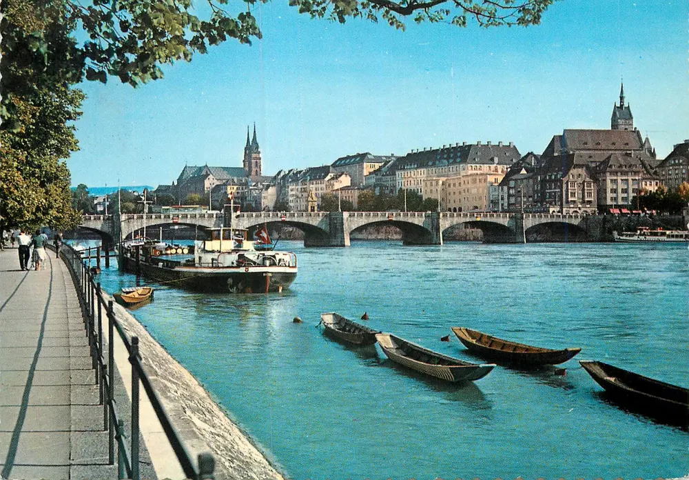 Basel - Mittlere Rheinbrücke — Ponte do Meio no rio Reno — Verlag Klosk A.G. n° 9604 - Frente