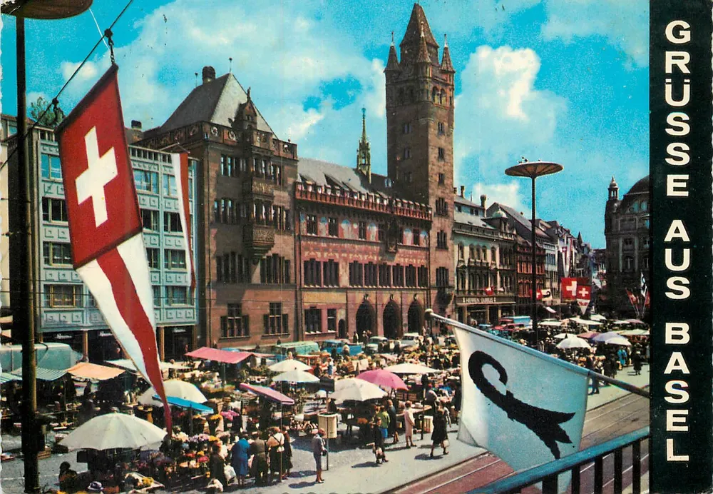 Mercado de Basel — Praça do Mercado e Prefeitura — editor Krüger n°23 - Frente