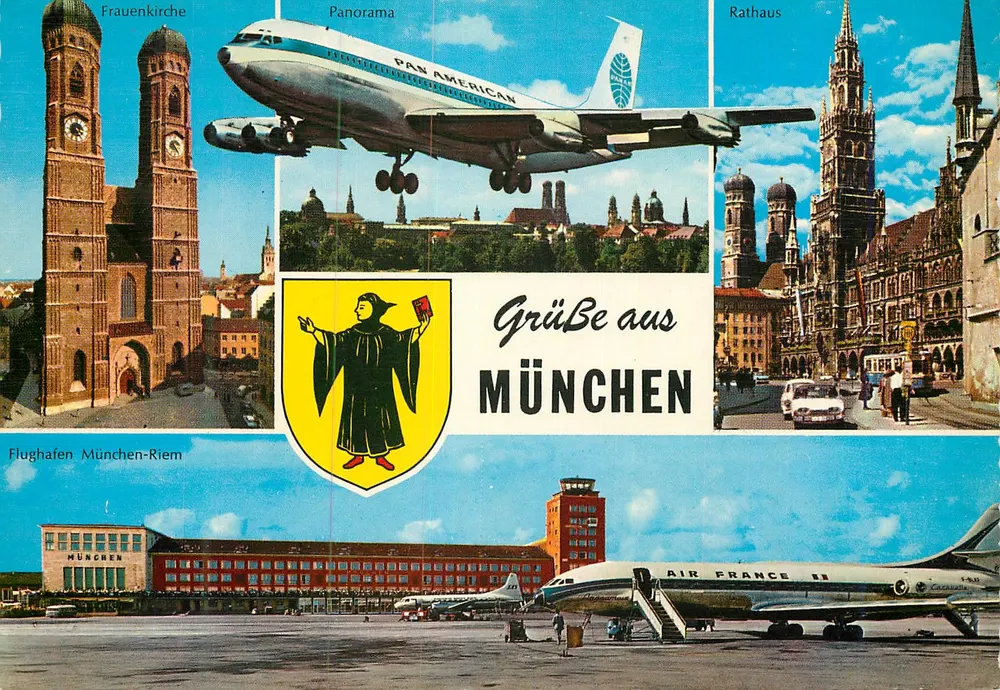 München — Panoramen und Flughafen — Verlag Kuiger, Nr. 924/30 - Vorderseite