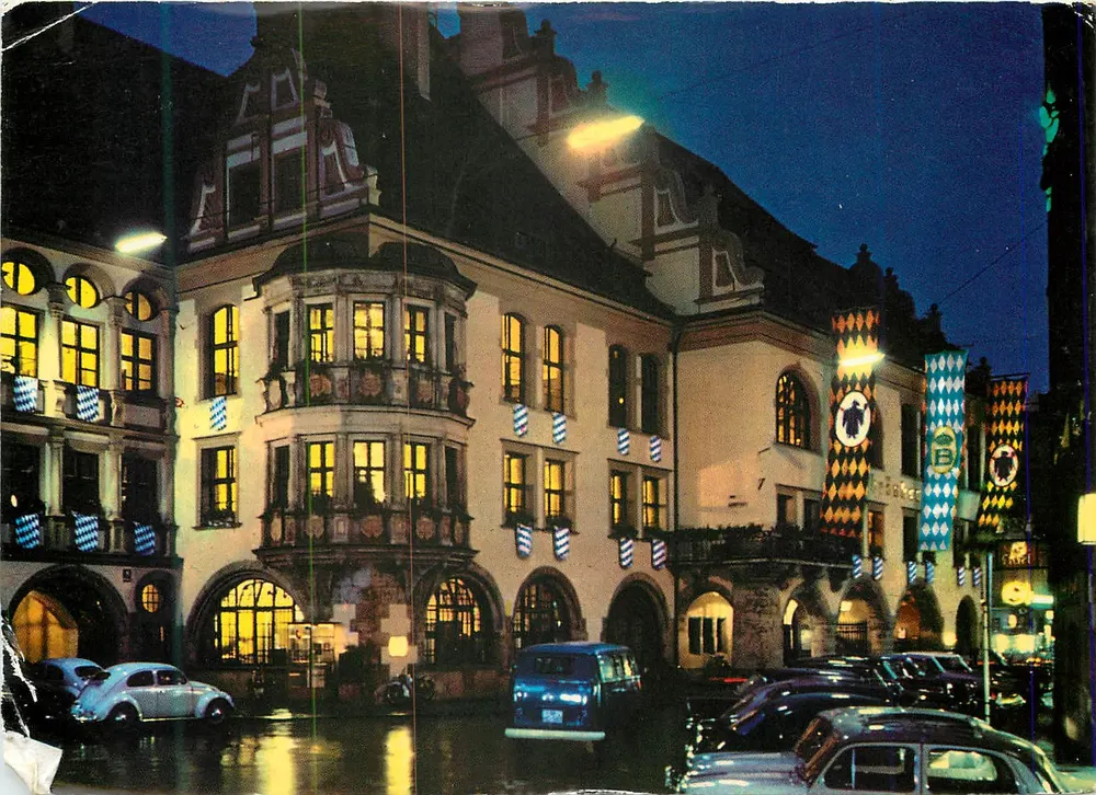 MÜNCHEN, Hofbräuhaus am Platzl — historyczne budynki z bawarskim dekorowaniem — wydawca Ziethen Verlag, nr 7655 - Awers