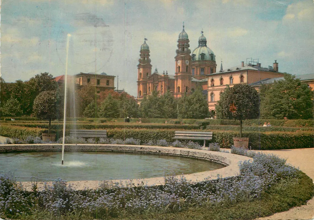 Münchner Königsgarten und Theatinerkirche — Hans Andres Verlag, Nr. 186 - Vorderseite