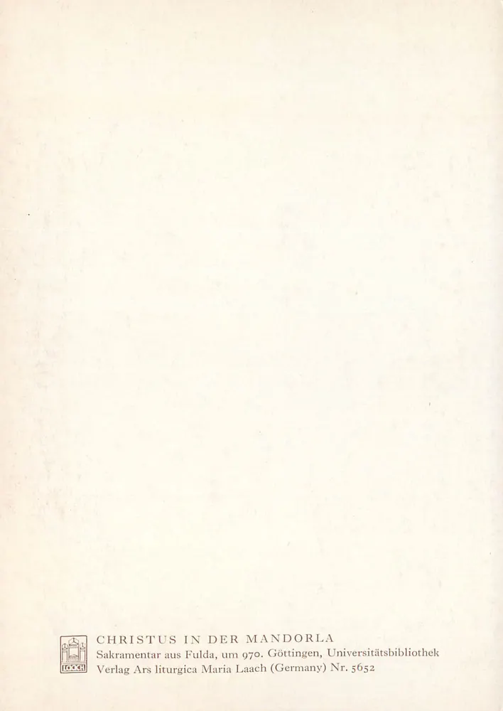 Cristo na mandorla — manuscrito litúrgico — Verlag Ars liturgica Maria Laach, n° 5652 - Verso