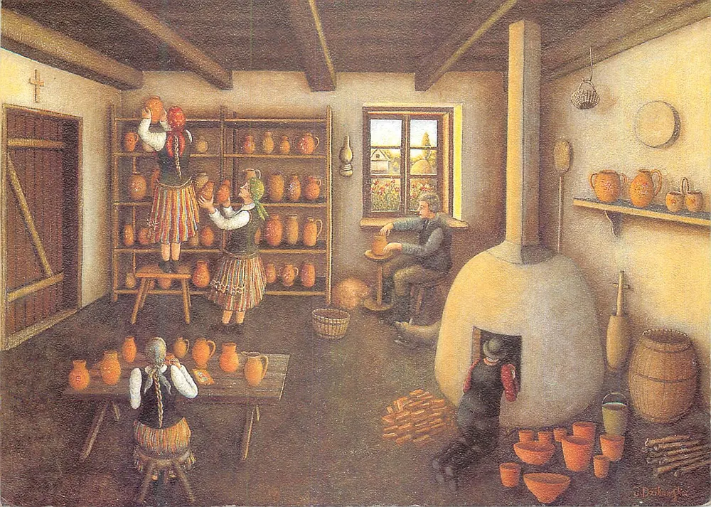 Atelier de cerâmica — cena de vida — Jadwiga Dzikowska - Frente