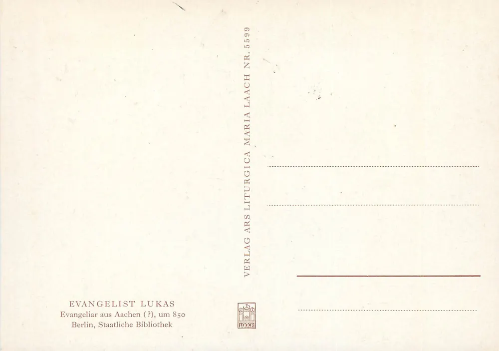Evangelista Lucas — Evangelário de Aix-la-Chapelle — Verlag Aachen - Verso