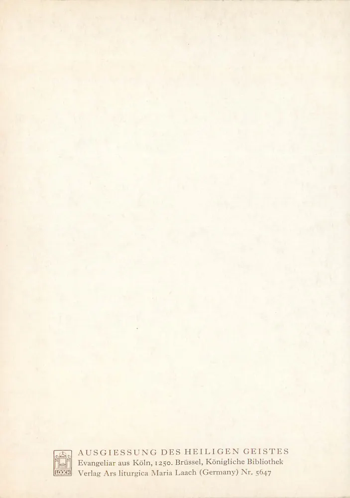 Evangelho de Colônia — Santa Trindade — Edição litúrgica Maria Laach - Verso