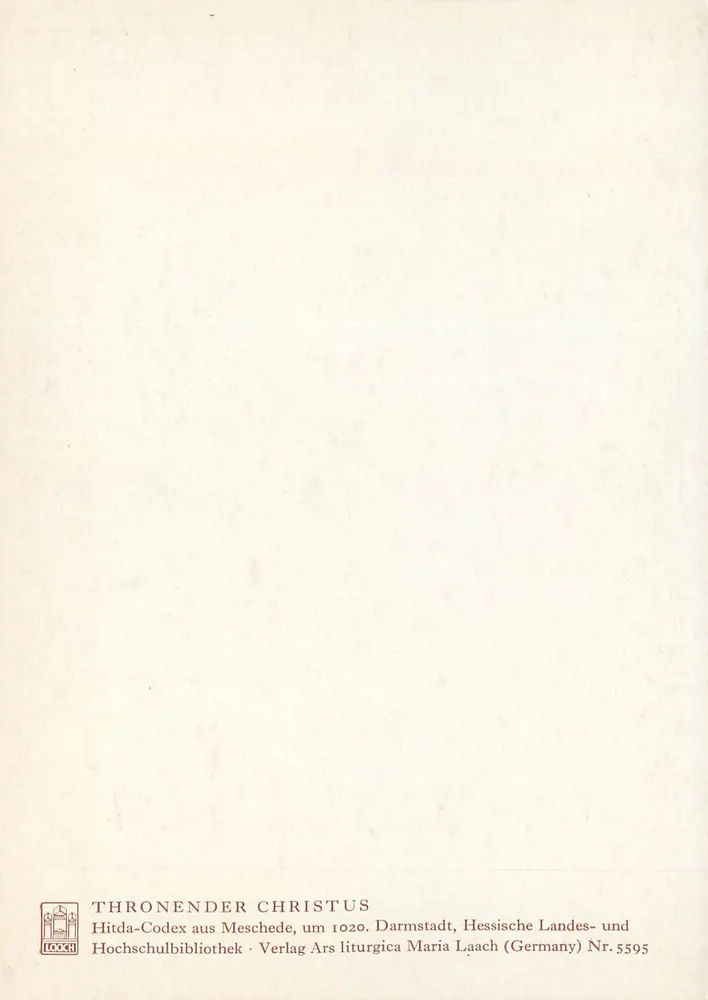 Cristo no trono — miniatura bizantina — Verlag Ars liturgica Maria Laach - Verso