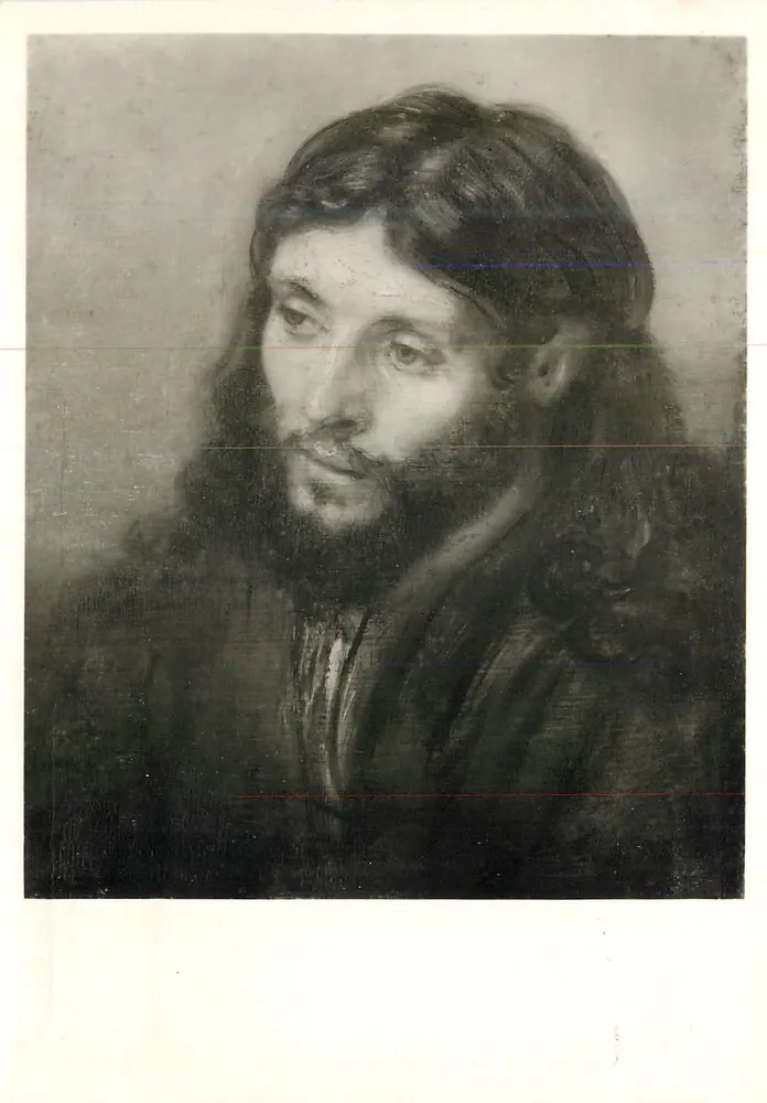Cabeça de Cristo — estudo de Rembrandt van Rijn — Stiftung Preußischer Kulturbesitz, Staatliche Museen, Berlin-Dahlem - Frente