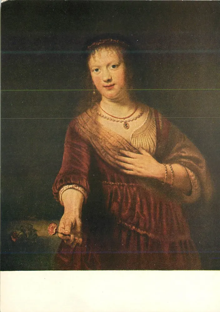Saskia com a flor vermelha — Rembrandt (1606-1669) — VEB Verlag der Kunst, Dresden - Frente