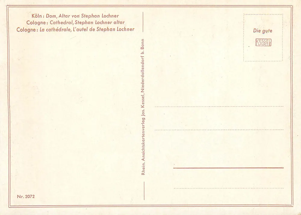 Katedra w Kolonii, Ołtarz Stephana Lochnera — Kessel & Co. Bonn, nr 2072 - Rewers