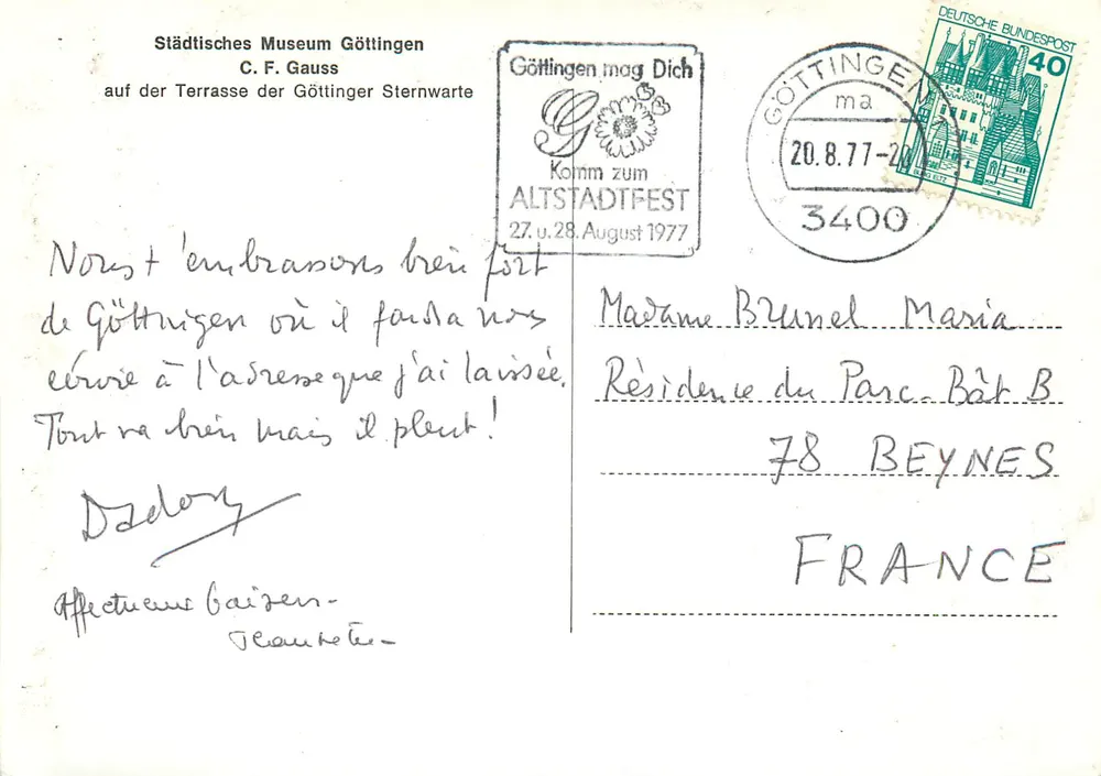C. F. Gauss — Observatorium von Göttingen — Städtisches Museum Göttingen - Rückseite