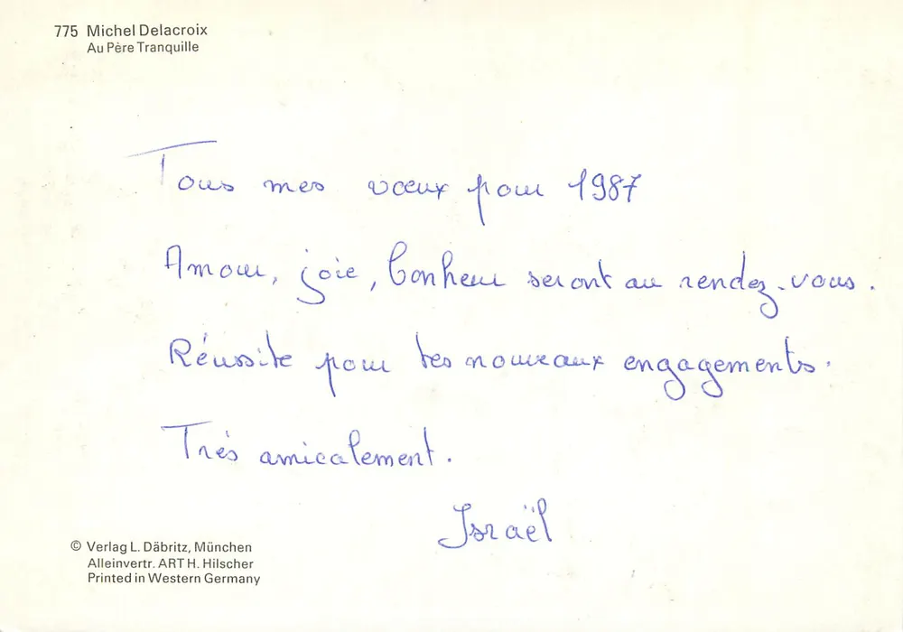 Visão de uma rua parisiense — Au Père Tranquille — Verlag L. Däbritz, München - Verso