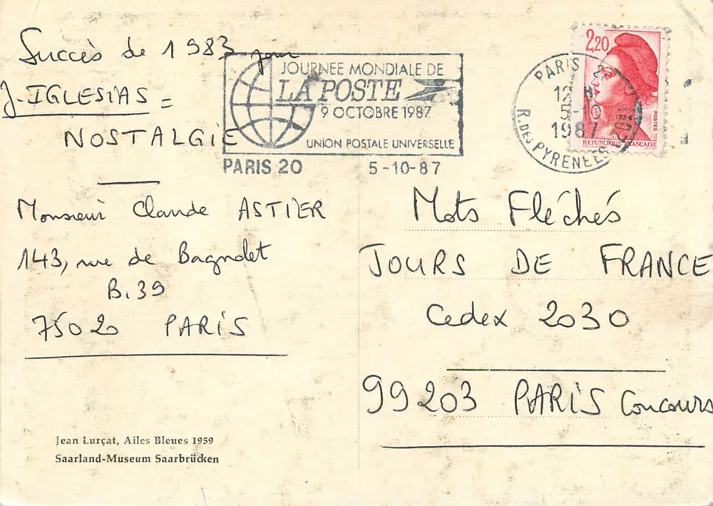 Mariposas e plantas — estilo batik — editor Jean Lurçat, Ailes Bleues 1959 - Verso