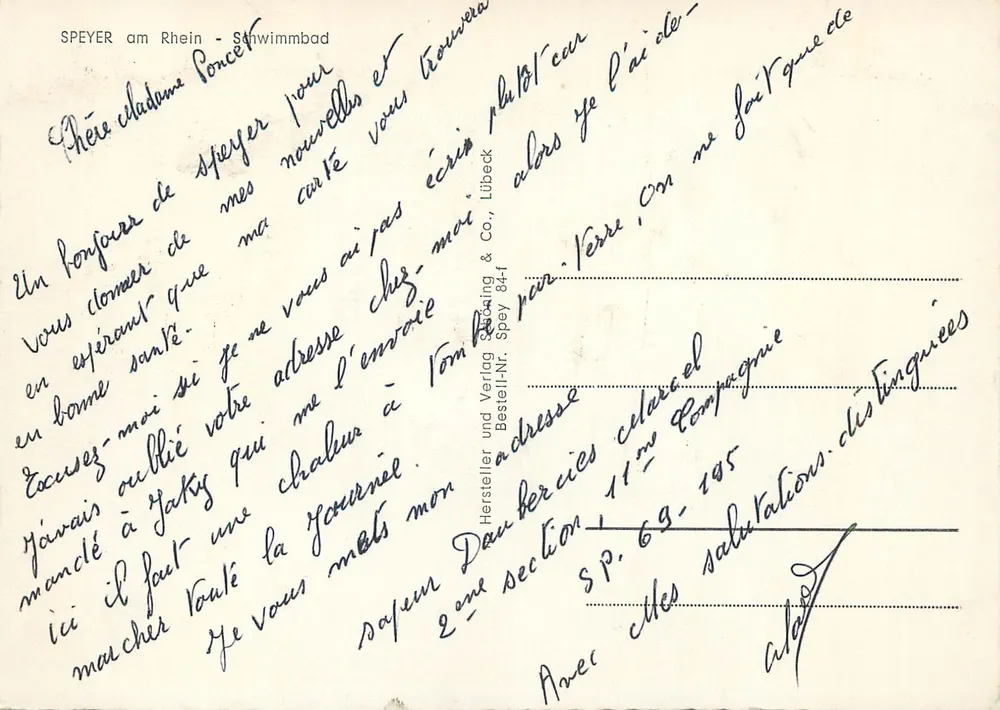 SPEYER am Rhein — Piscina — Fabricante e editor Dauerkling & Co., Spey 84-1 - Verso