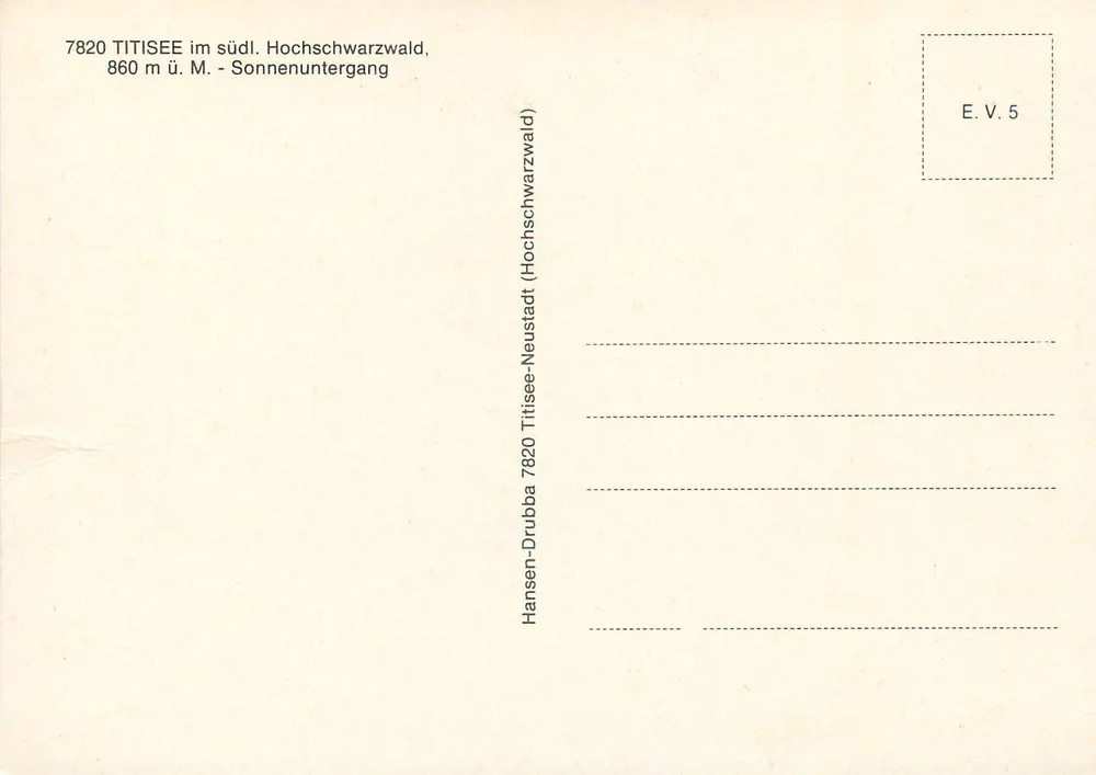 Titisee — Pôr do sol — Hansen-Drubba - Verso