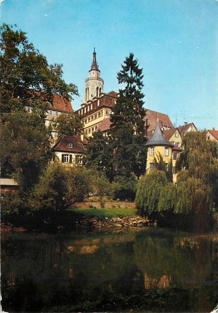 Tübingen — Höllelnturm, Alte Aula und Stiftskirche — Postkartenverlag PIERRON - Frente
