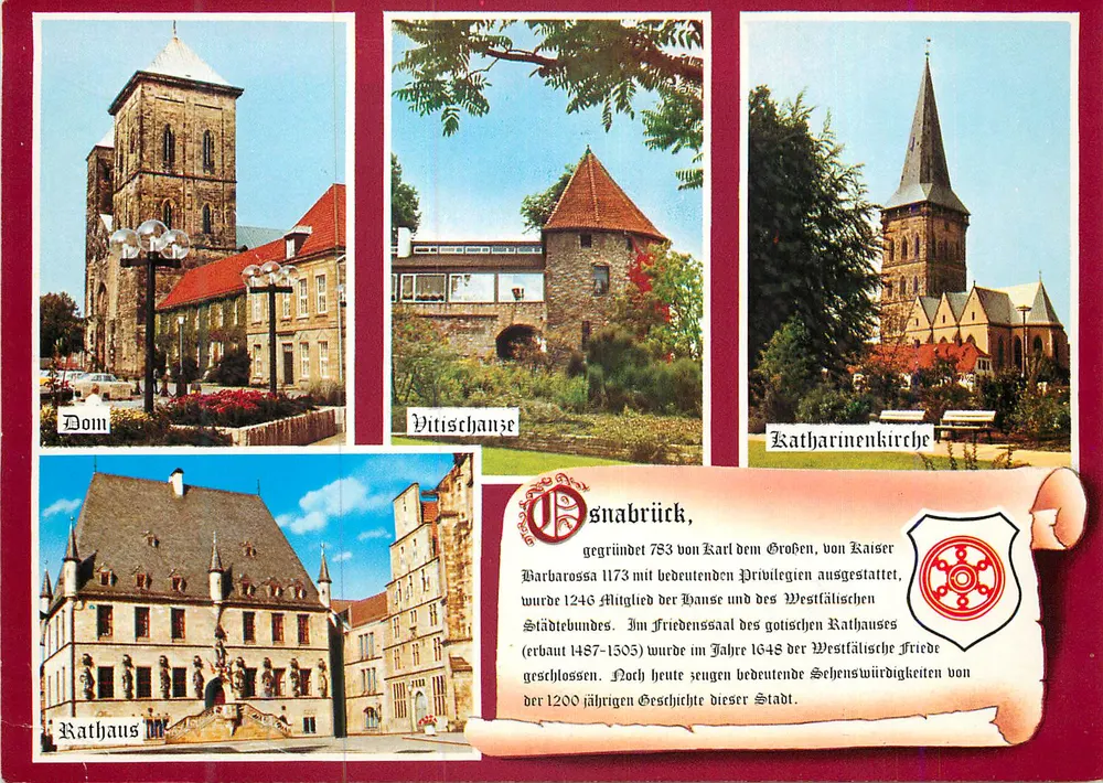 Osnabrück — Domm, Vitischause, Katharinenkirche, Rathaus — Verlag Rolf Werner, Nr. 22 - Frente