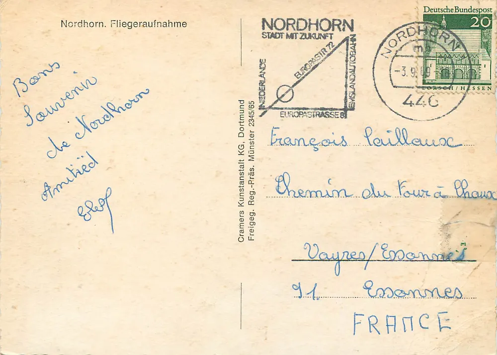 Nordhorn — vue aérienne — Cramers Kunstanstalt KG, Dortmund - Verso