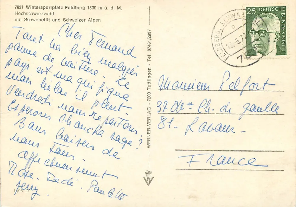 Feldberg — Wintersportplatz 1500 m ü. d. M. — Werner-Verlag - Verso