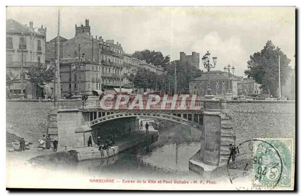 NARBONNE — Eingang zur Stadt und Brücke Voltaire — M. P. Phot. - Vorderseite