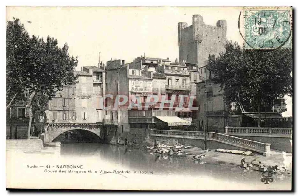 Narbonne — Cours des Barques und der alte Robine-Brücke — Verlag nicht sichtbar - Vorderseite