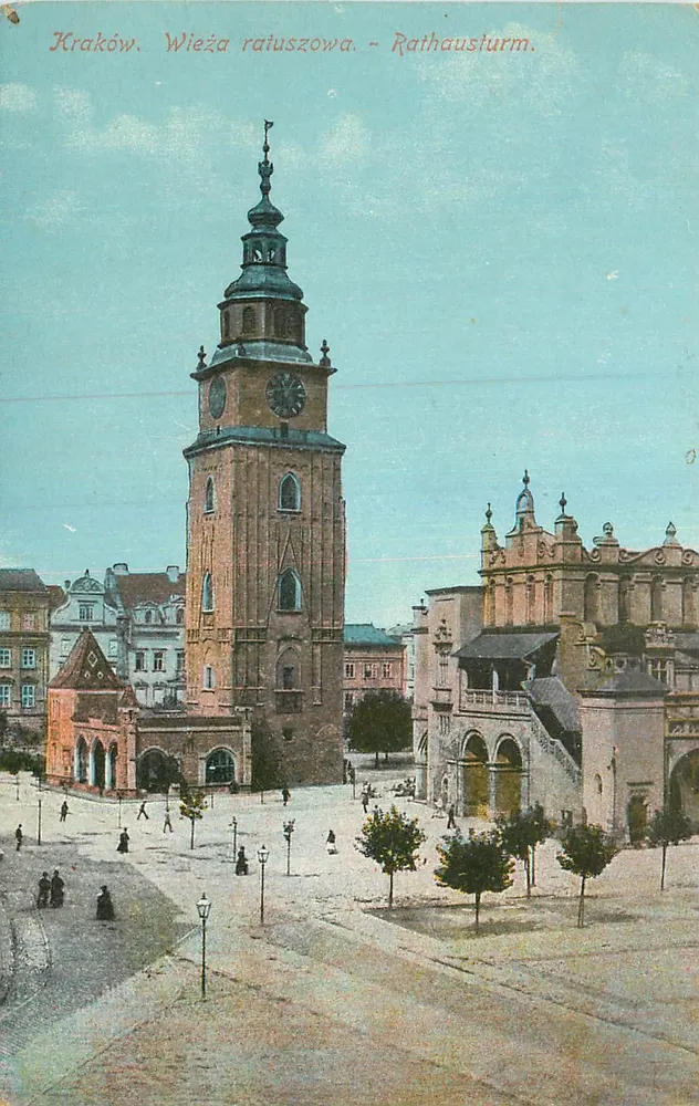 Cracóvia. Torre da prefeitura. - Rathaus Turm. - Frente