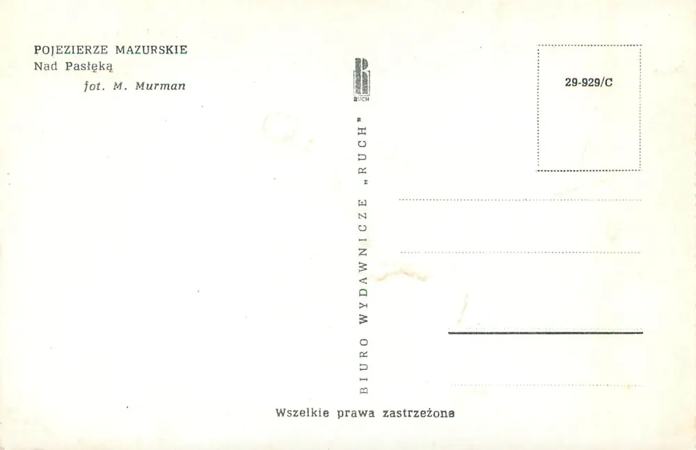 Landschaft von Pojezierze Mazurskie — Fluss Nad Pasłęką — Verlag BIURO WYDAWNICZE "RUCH" - Rückseite