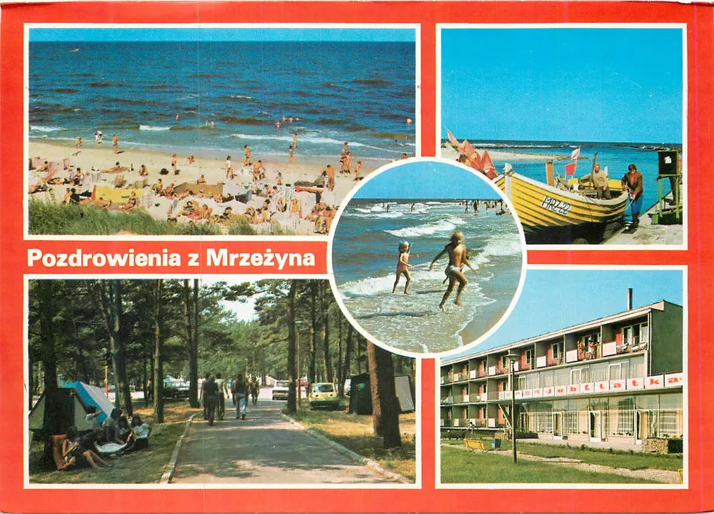 Mrzezyna — plaża i port rybacki — Agencja Narodowego Wydawnictwa - Awers