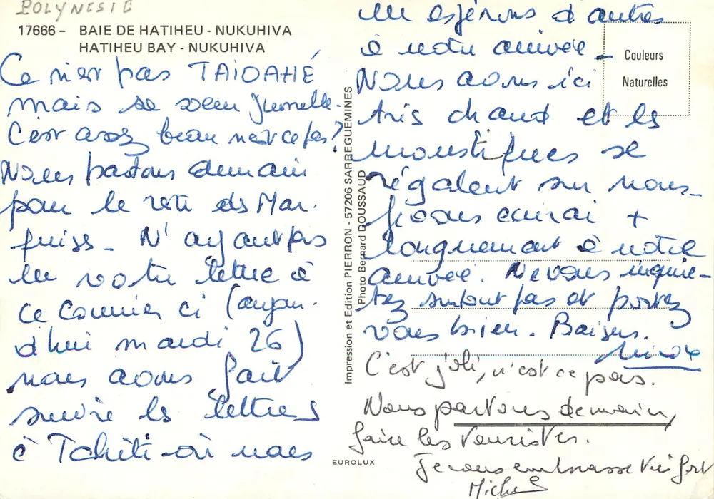 Baía de Hatiheu - Nukuhiva — Polinésia — Edição Pierron - Verso