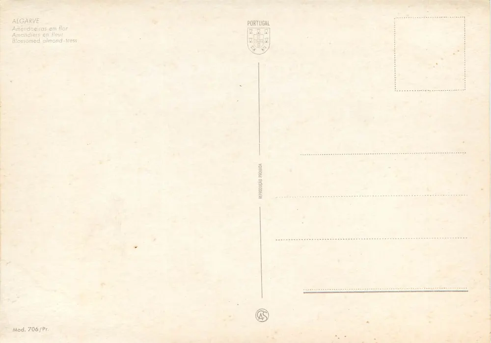 Algarve — Amandeiros in bloei — Republiek Portugal, Mod. 706/Pr - Achterkant
